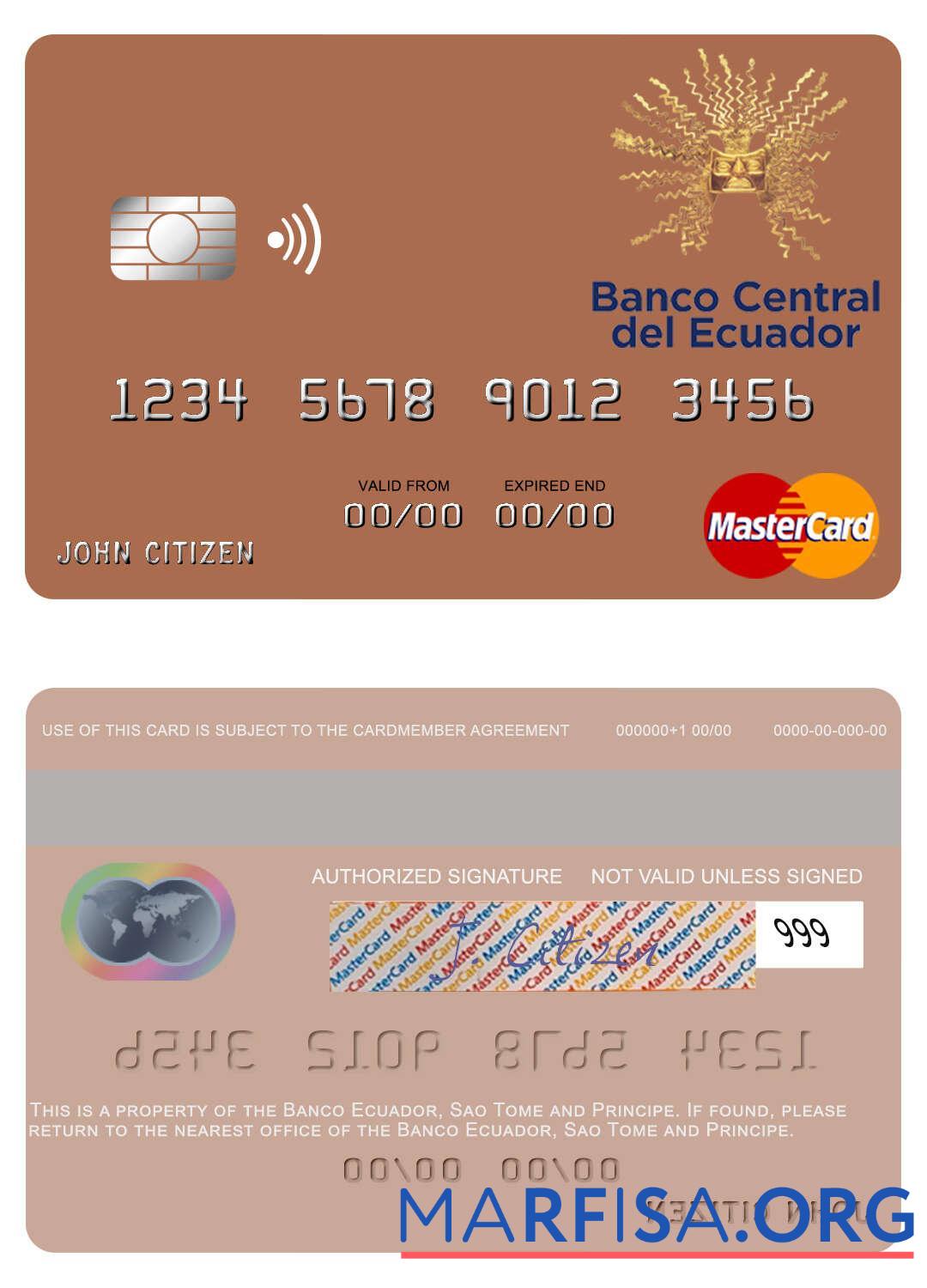 Downloadable Sao Tome and Principe Banco Ecuador mastercard example